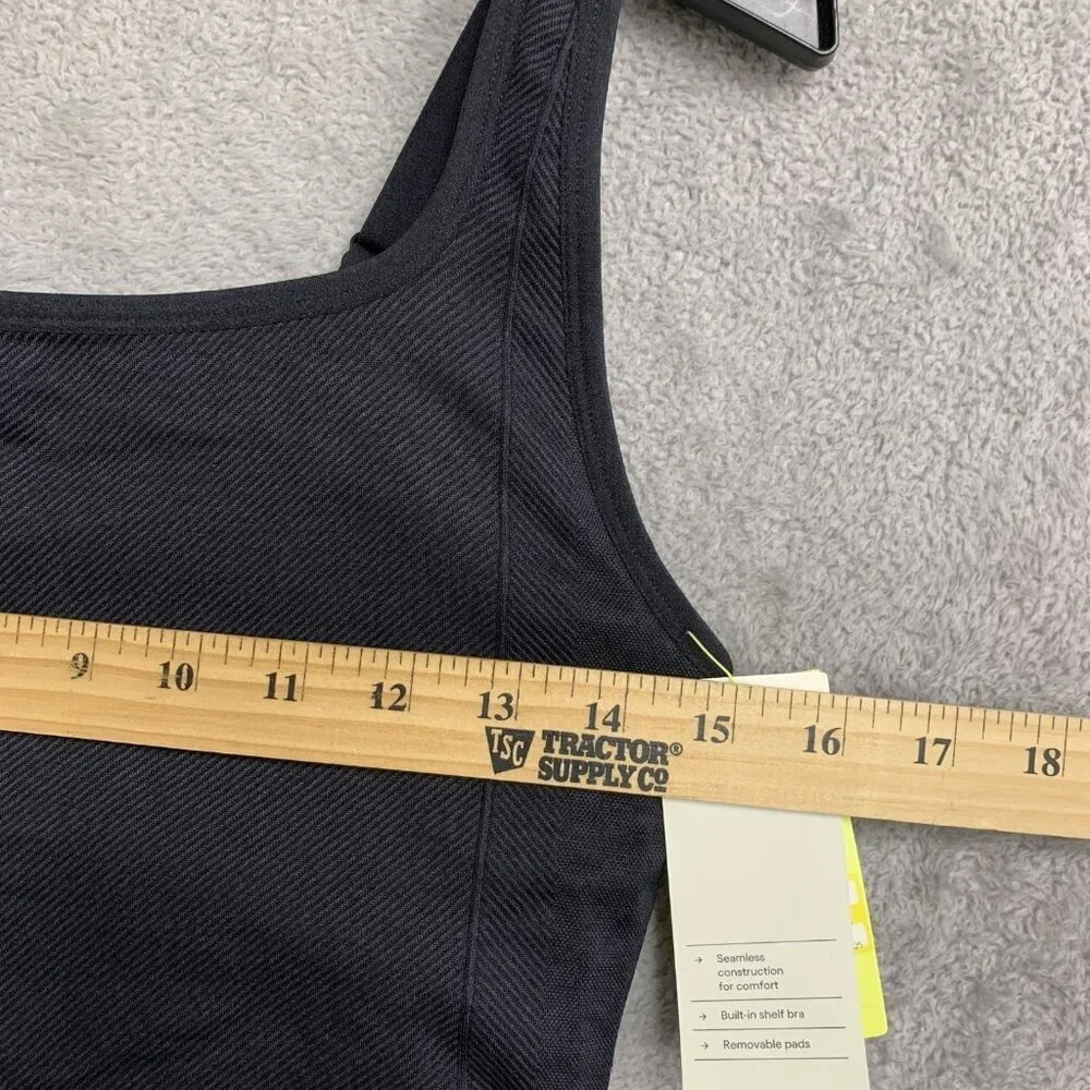 All In Motion Women's M Black Seamless Bodysuit With Built-In Shelf Bra a2435